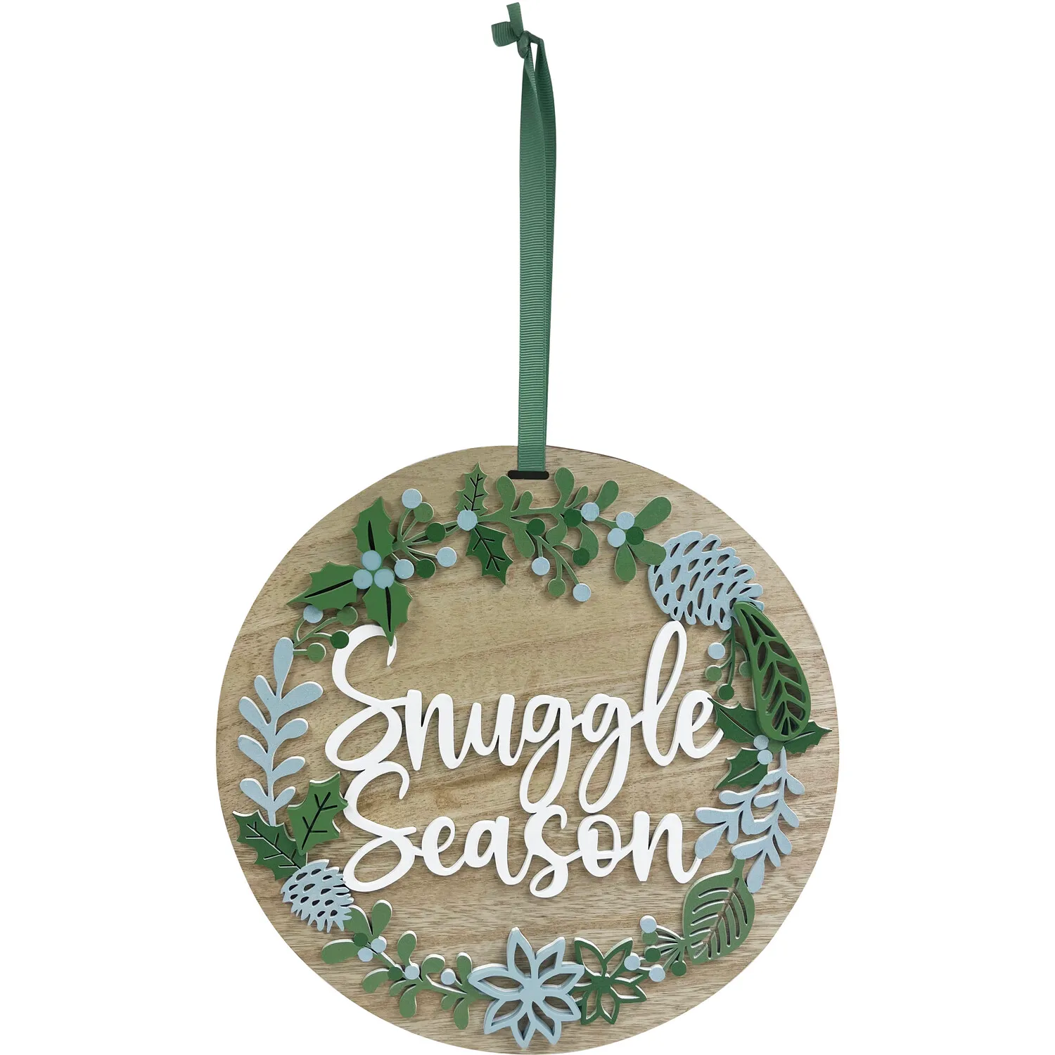 Snuggle Season Wreath Plaque Decoration - Green