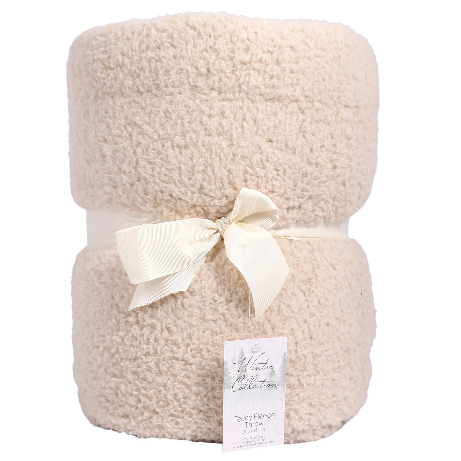 Soft Teddy Fleece Throw - Natural image