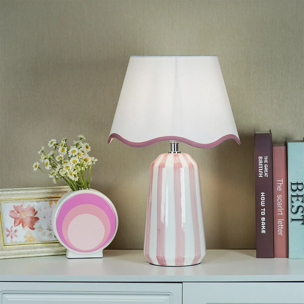 Sophie Stripe Table Lamp - Pink