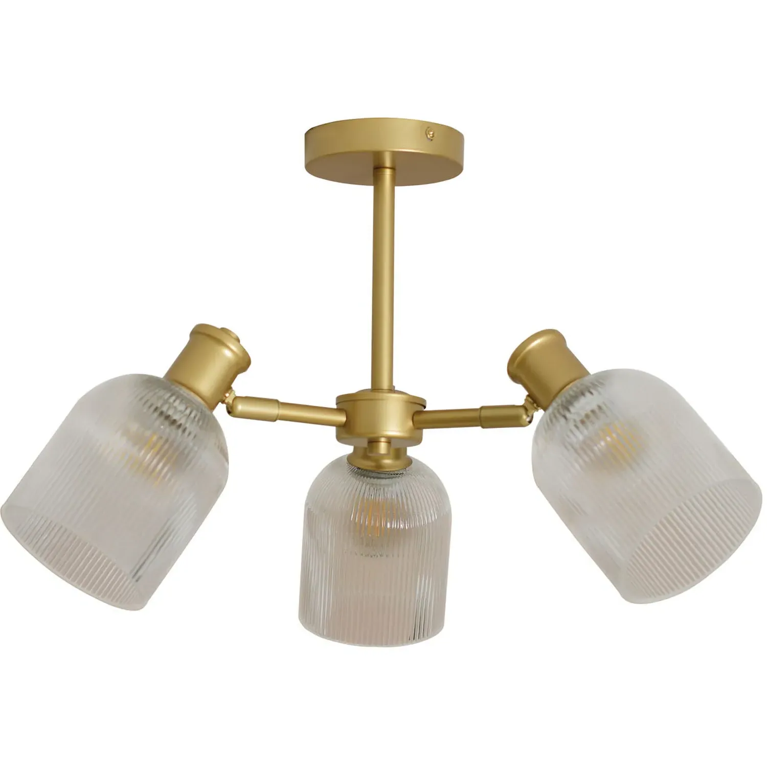 Sorrento 3 Light Ceiling Fitting - Gold, Glass