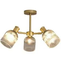 Sorrento 3 Light Ceiling Fitting - Gold, Glass