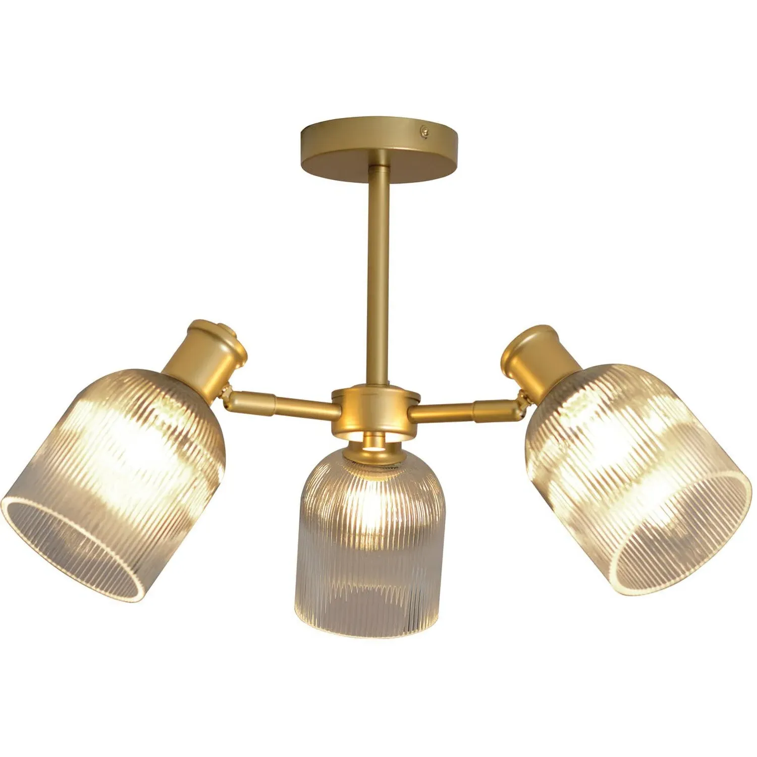 Sorrento 3 Light Ceiling Fitting - Gold, Glass
