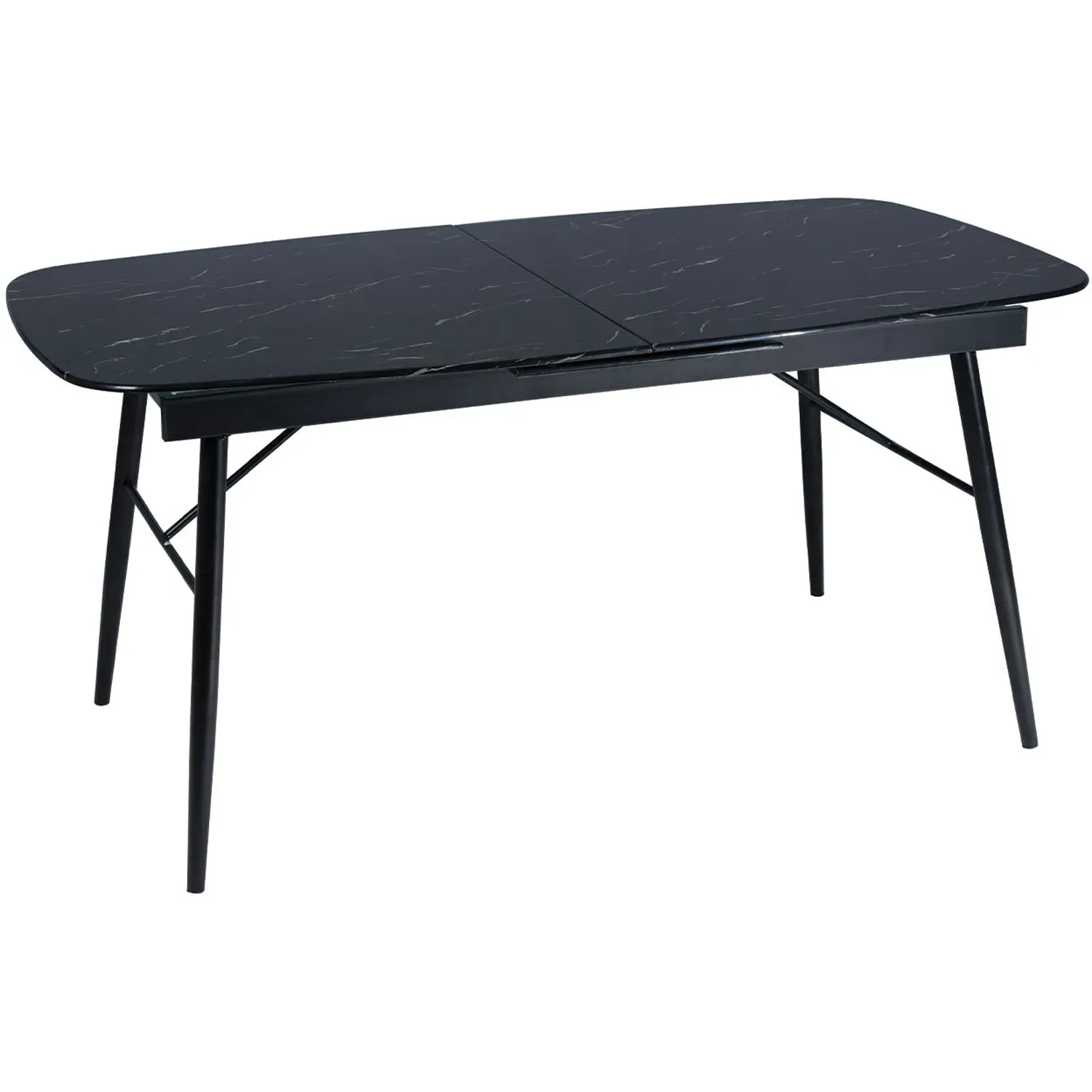 Sorrento 6 Seater Extendable Dining Table - Black, Marble