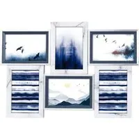 Southwold 6 Aperture Photo Frame - Blue and White, Marble
