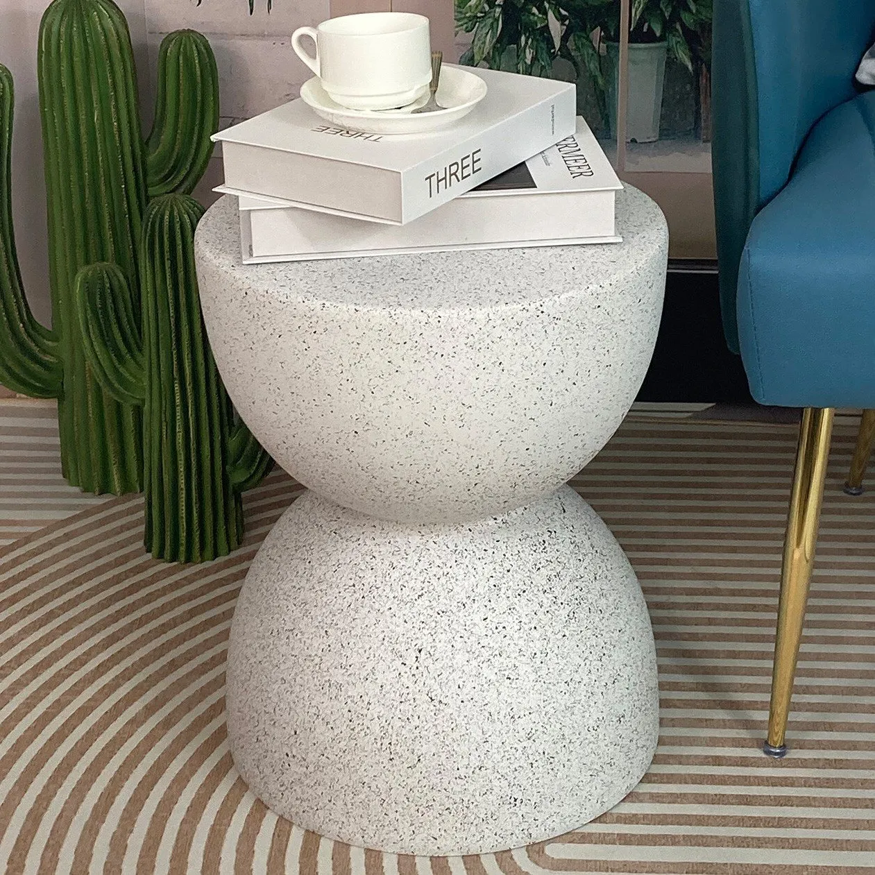 Speckled Side Table - White image