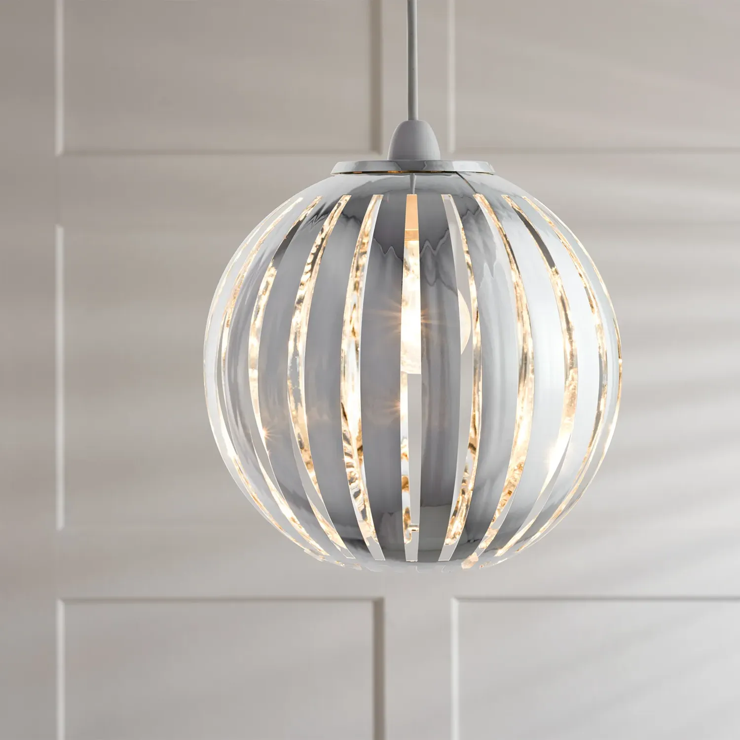 Spherical Pendant Light - Silver, Chrome Acrylic
