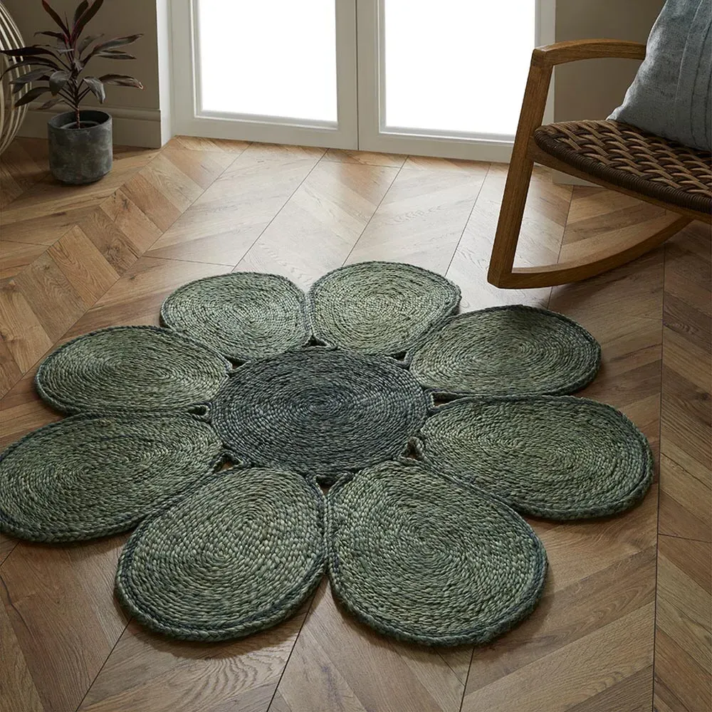 Spinningfields Square Jute Rug - Green