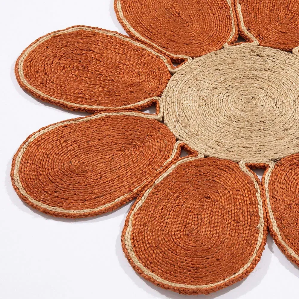 Spinningfields Square Jute Rug - Orange