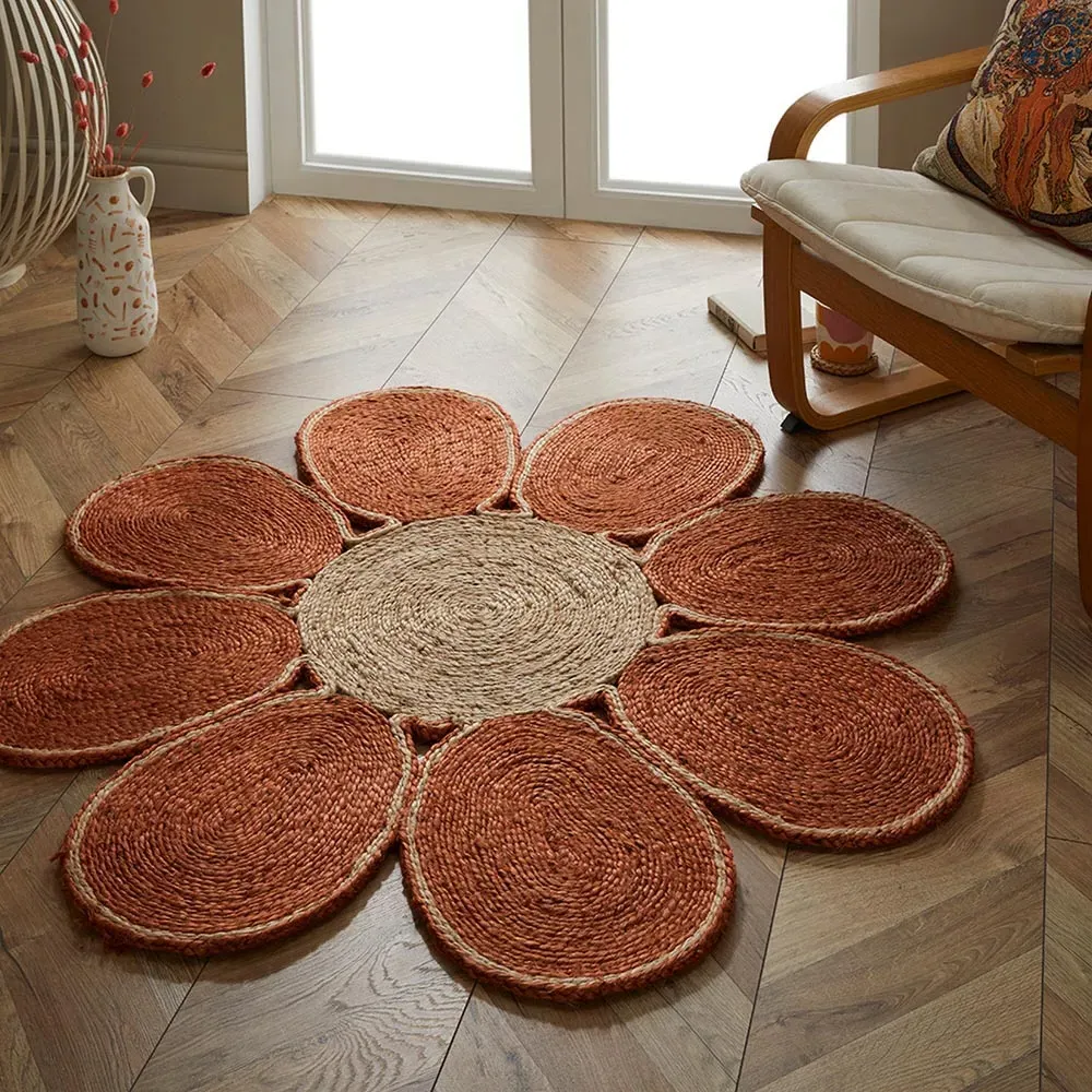 Spinningfields Square Jute Rug - Orange