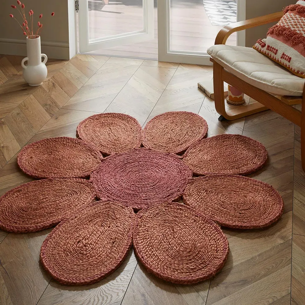 Spinningfields Square Jute Rug - Pink