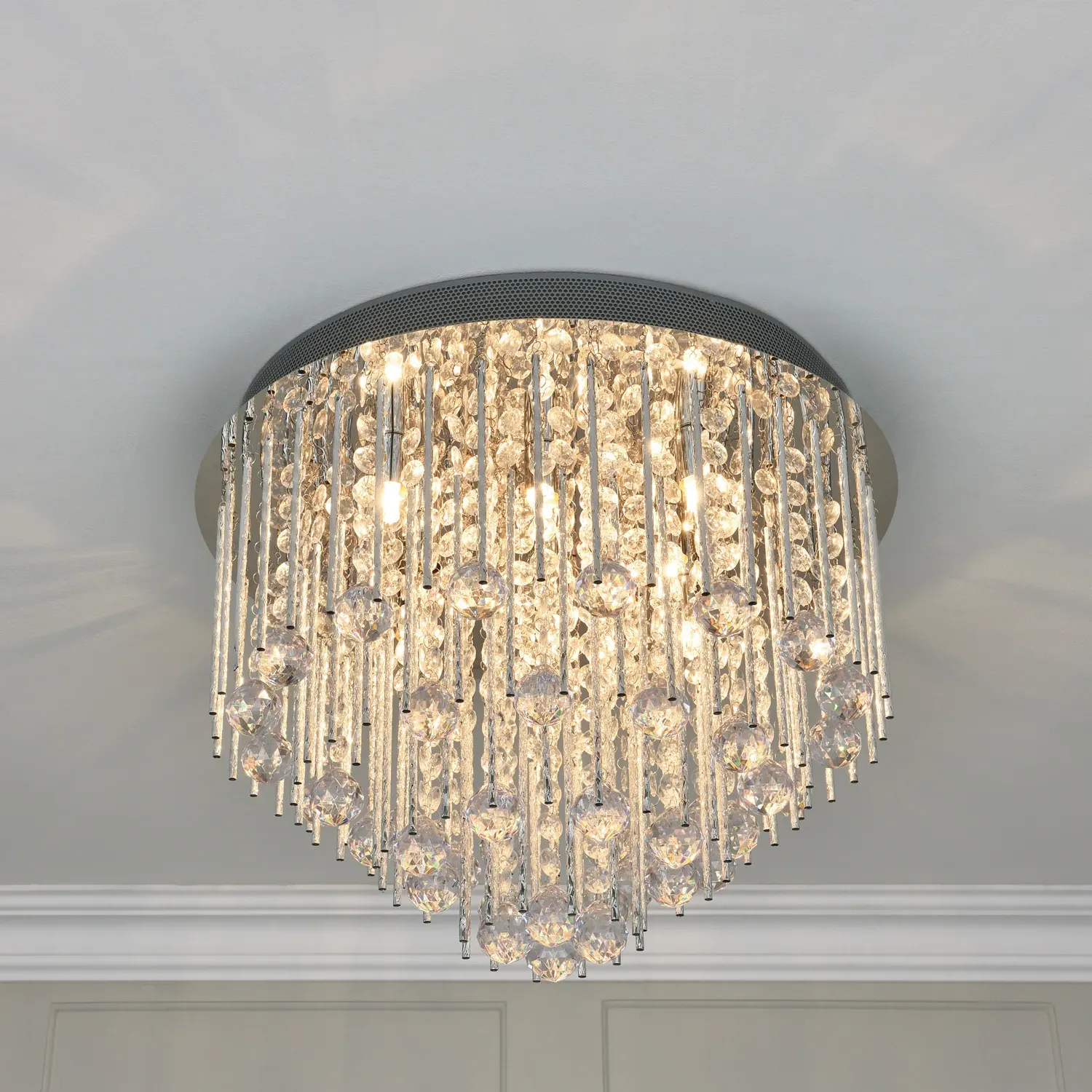 Spiral Crystal 8 Light Chandelier - Silver