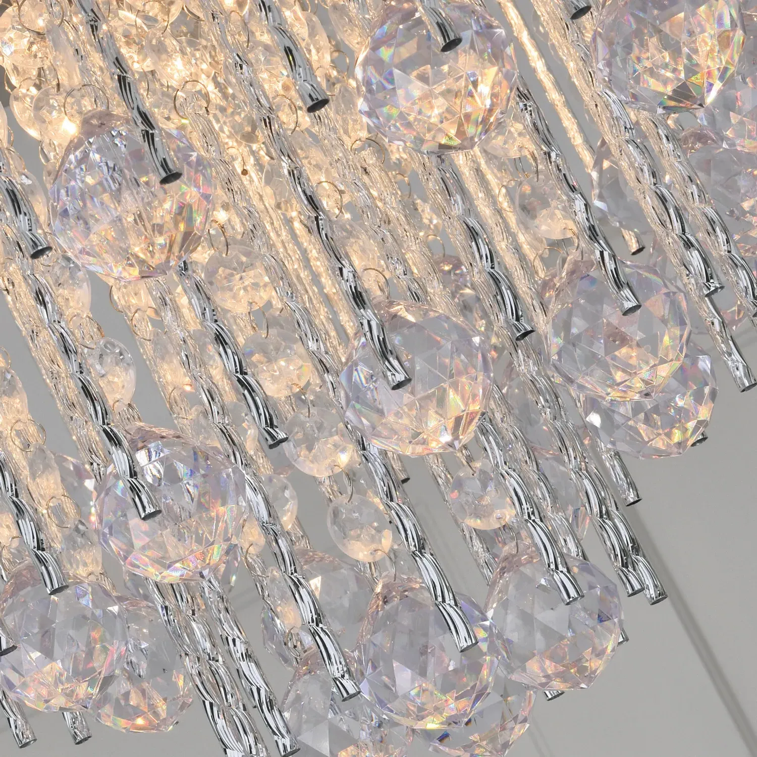 Spiral Crystal 8 Light Chandelier - Silver