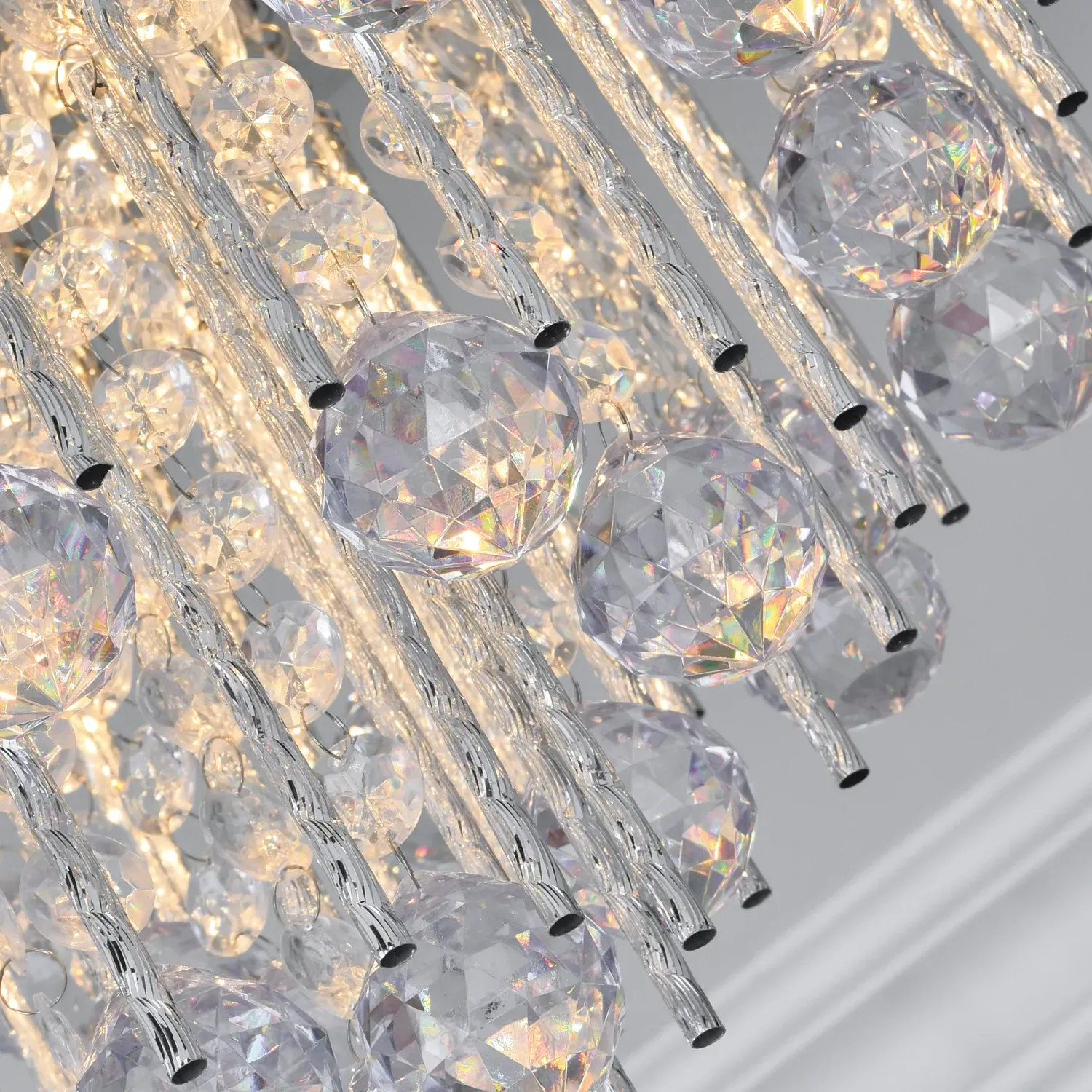Spiral Crystal 8 Light Chandelier - Silver