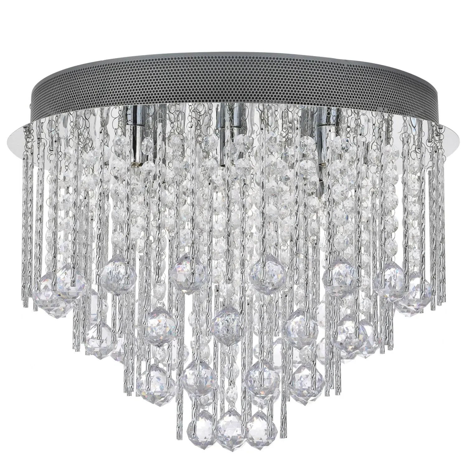 Spiral Crystal 8 Light Chandelier - Silver