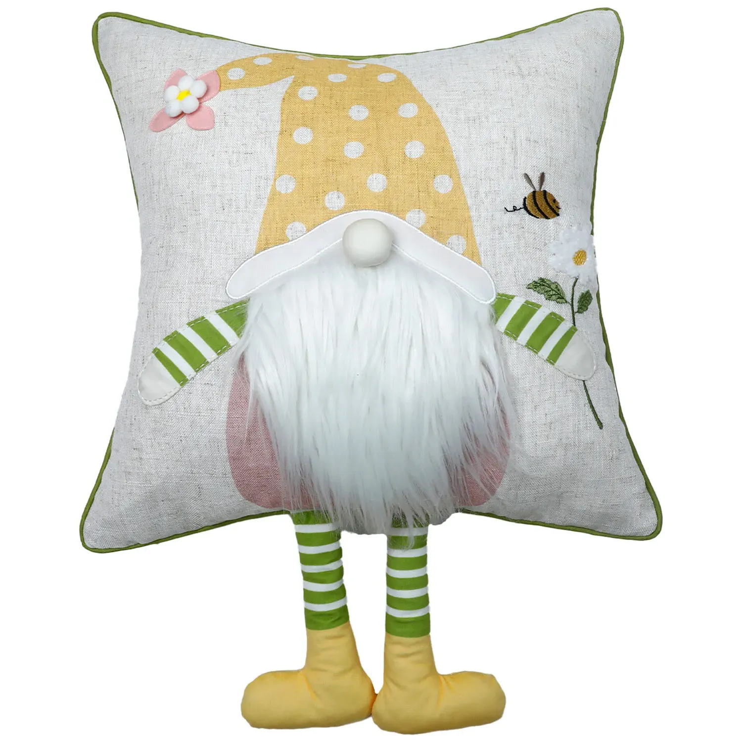 Spring Gnome Cushion - White image