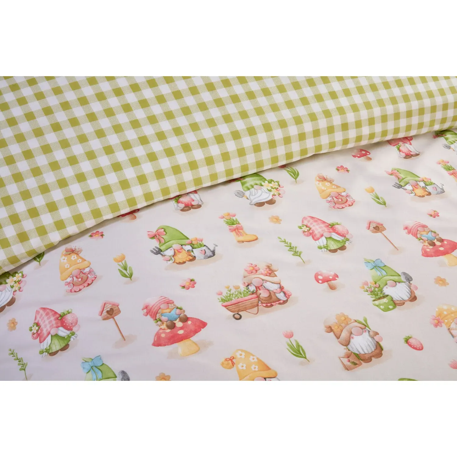 Spring Gnomes Double Duvet Cover Set - Natural