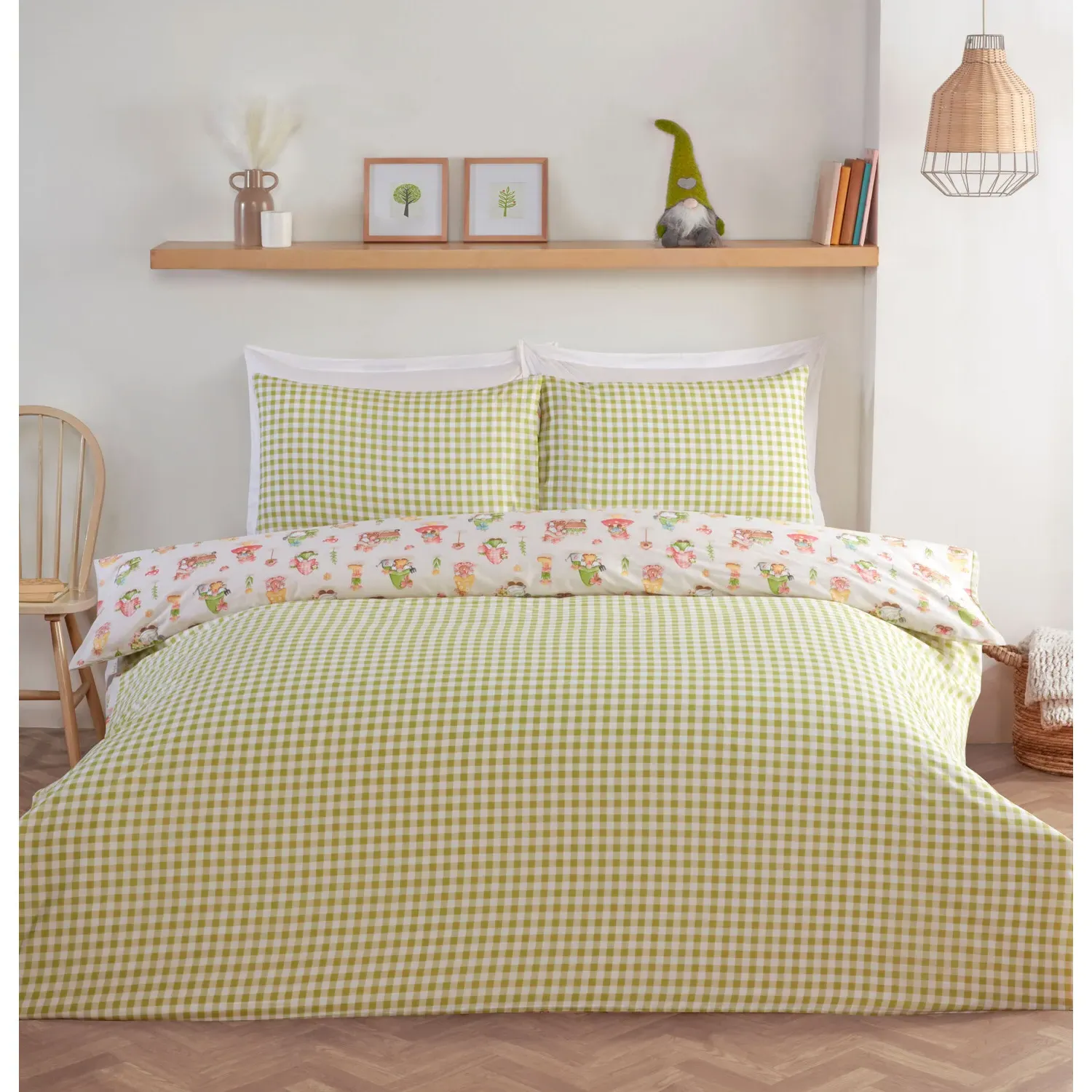 Spring Gnomes King Size Duvet Cover Set - Natural