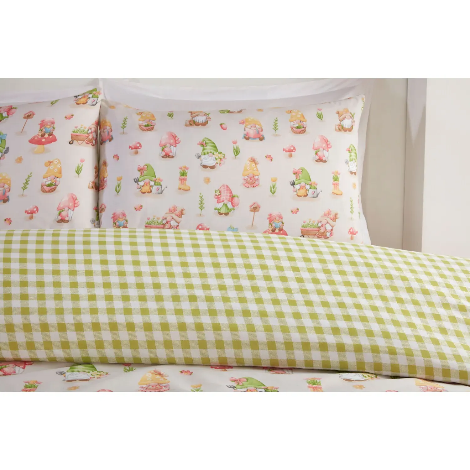 Spring Gnomes Single Duvet Cover Set - Natural