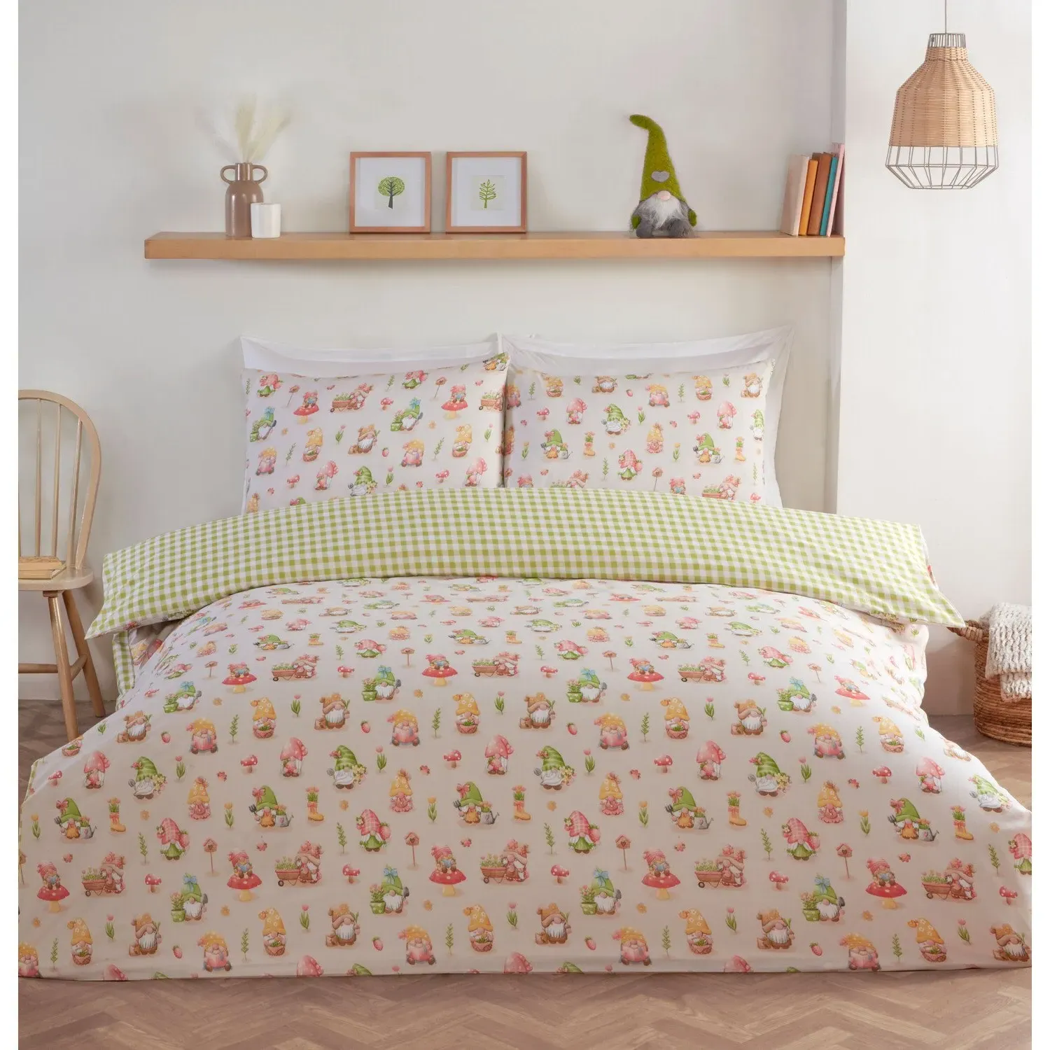Spring Gnomes Single Duvet Cover Set - Natural image