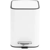 Square Bathroom Bin 3L - White, Stainless Steel