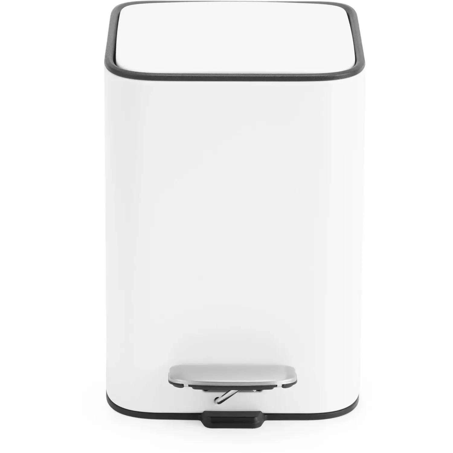 Square Bathroom Bin 3L - White, Stainless Steel