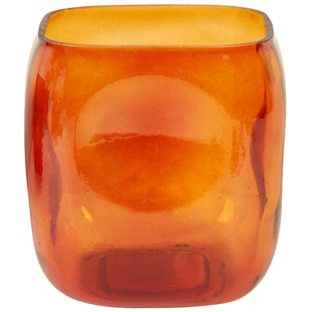 Square Hurricane Vase - Multicolour, Dimpled Glass