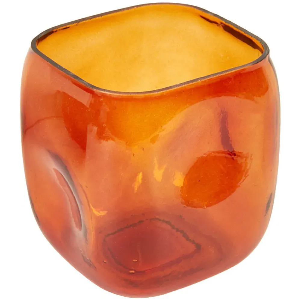 Square Hurricane Vase - Multicolour, Dimpled Glass