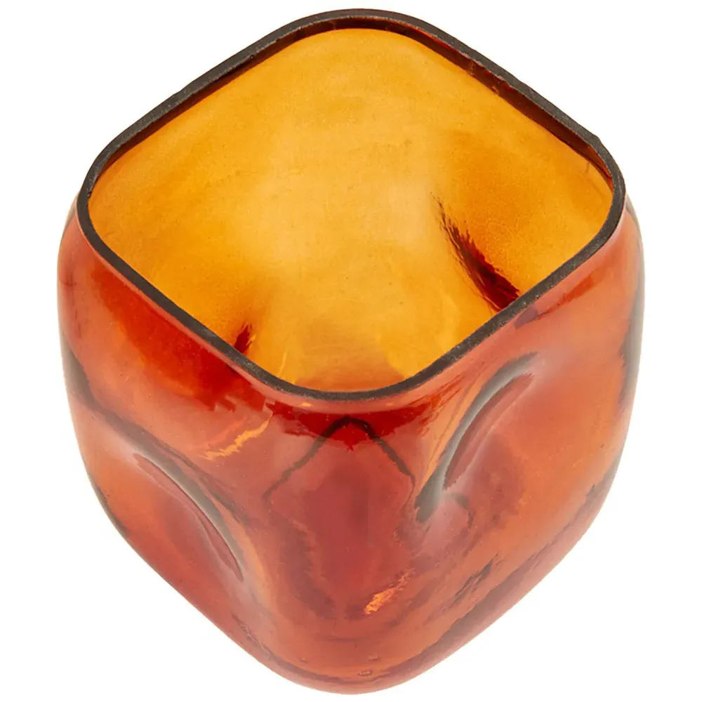 Square Hurricane Vase - Multicolour, Dimpled Glass