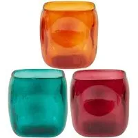 Square Hurricane Vase - Multicolour, Dimpled Glass