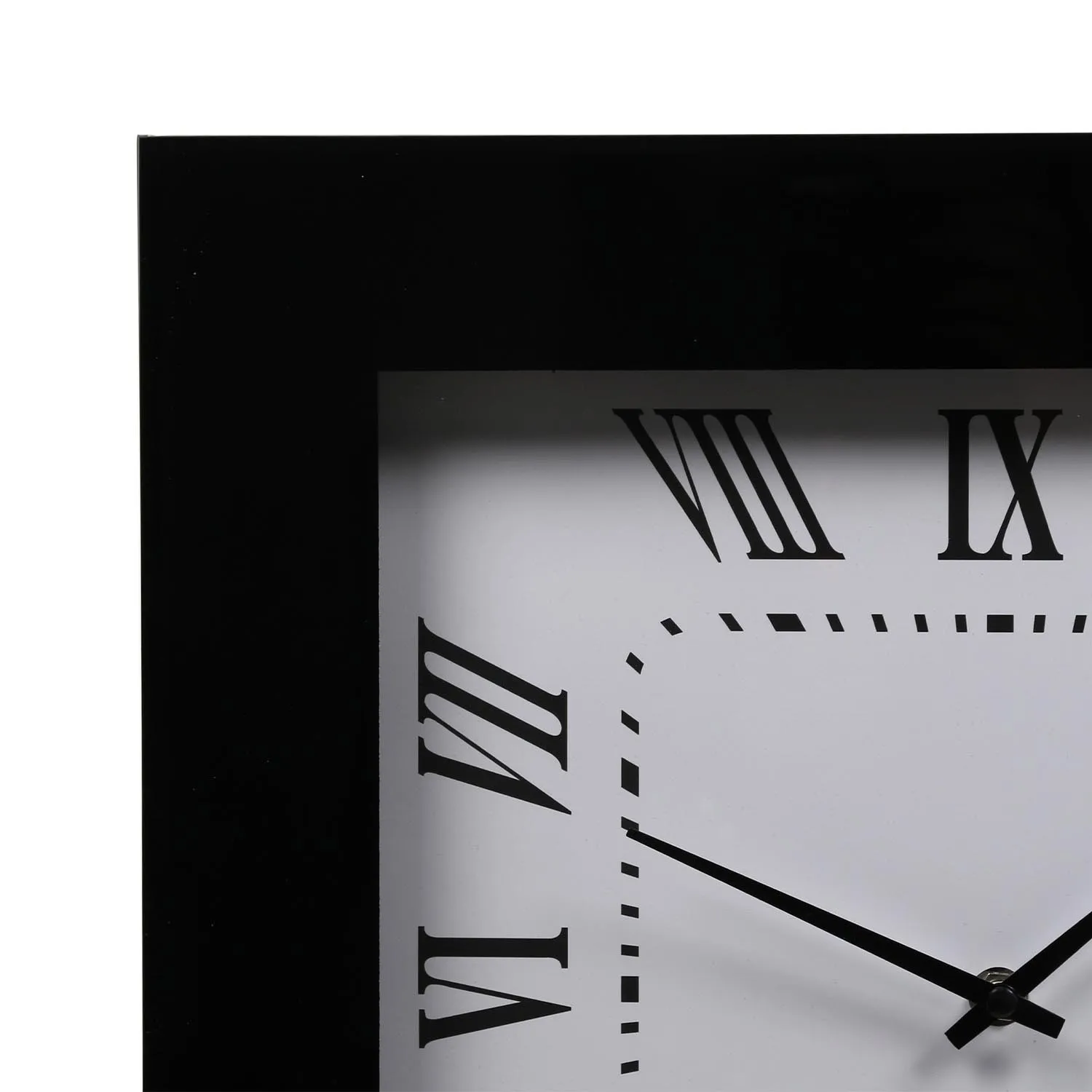 Square Wall Clock with Roman Numerals - Black, Glass