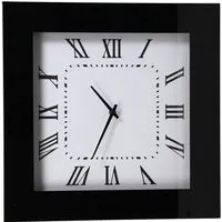 Square Wall Clock with Roman Numerals - Black, Glass