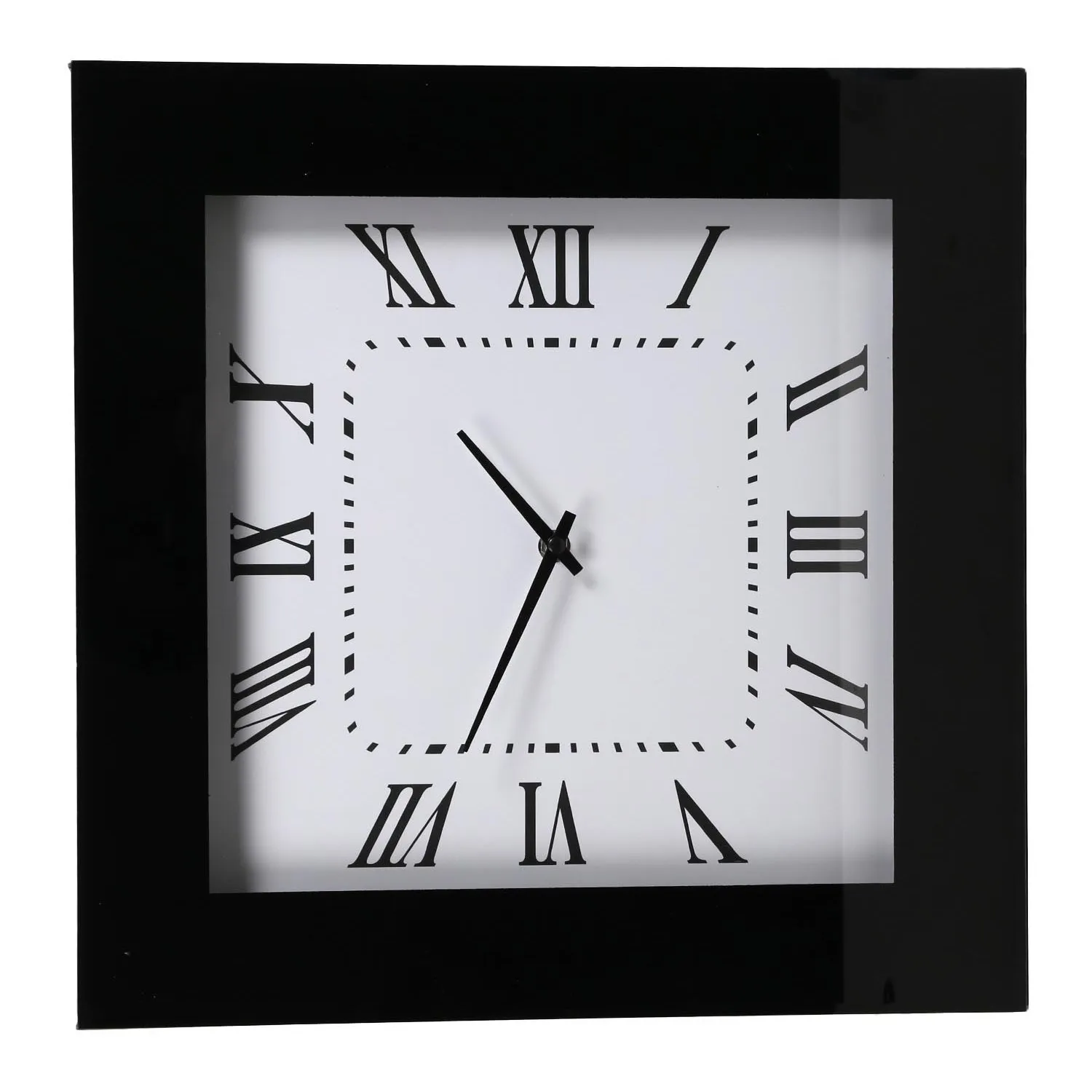 Square Wall Clock with Roman Numerals - Black, Glass image