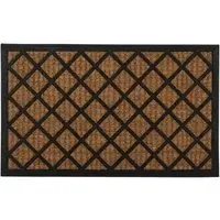 Squares Rubber Backed Coir Door Mat - Black