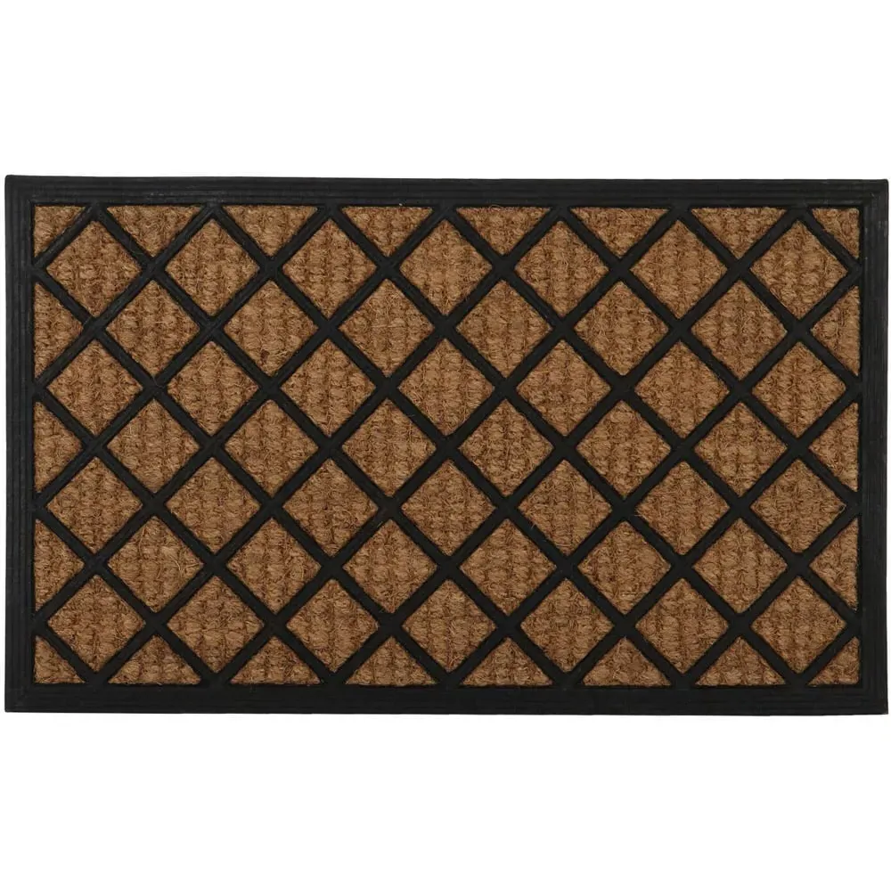 Squares Rubber Backed Coir Door Mat - Black image
