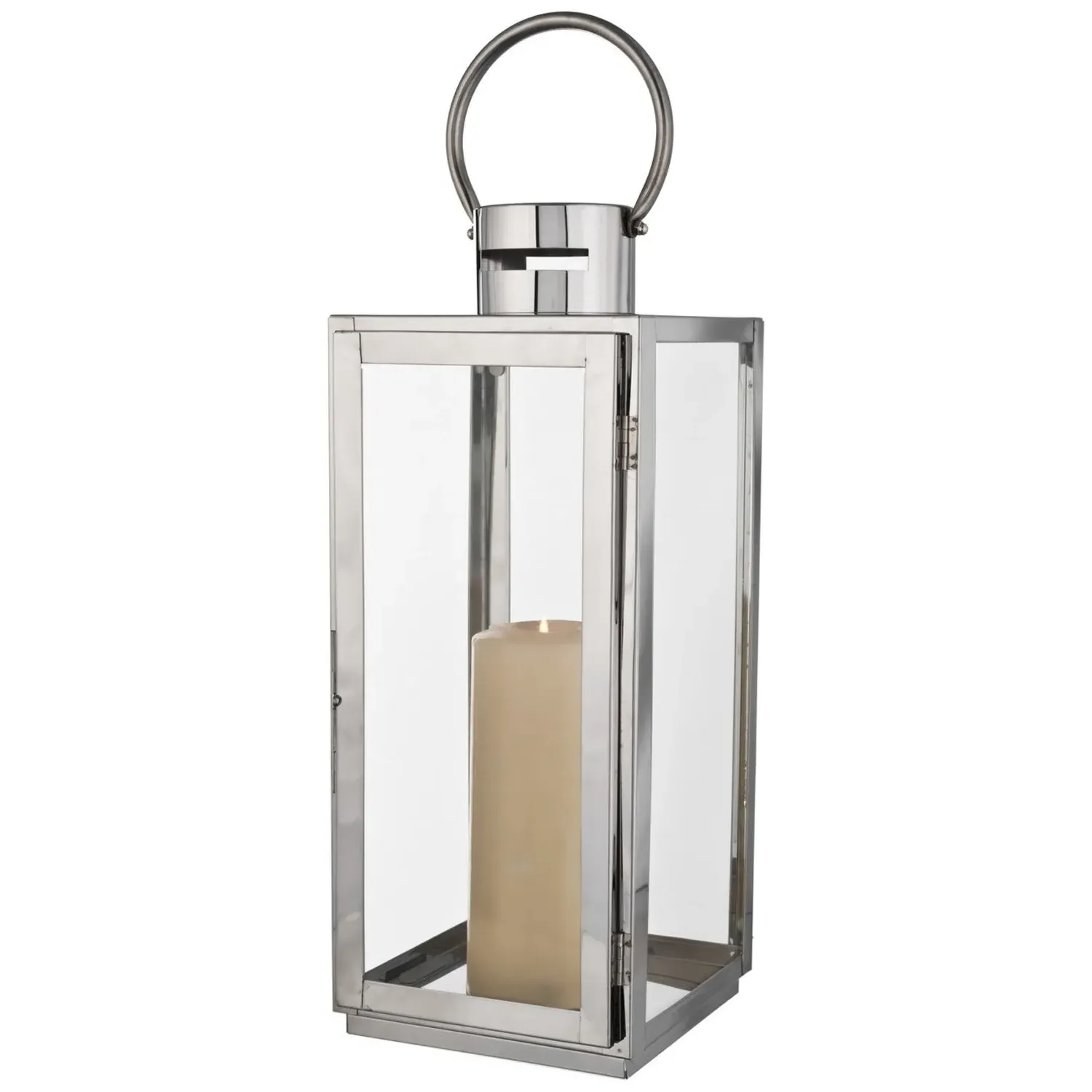 Stainless Steel and Glass Lantern - Silver image