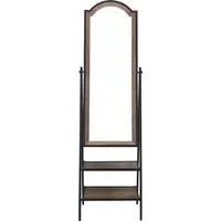 Standing Mirror with Shelves - Brown, Wood Effect