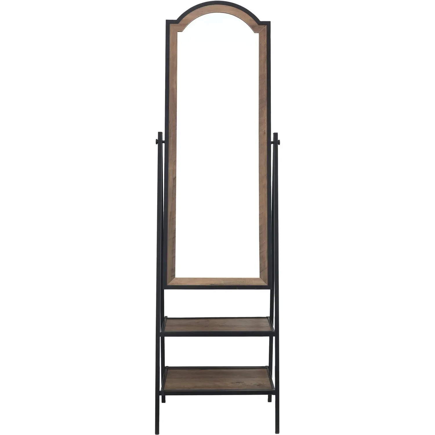 Standing Mirror with Shelves - Brown, Wood Effect