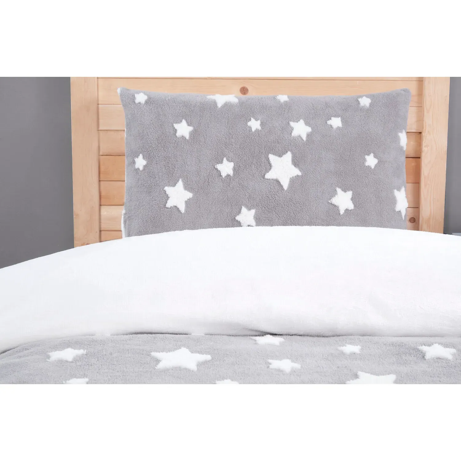 Star Fleece Jacquard Single Duvet Set - Grey