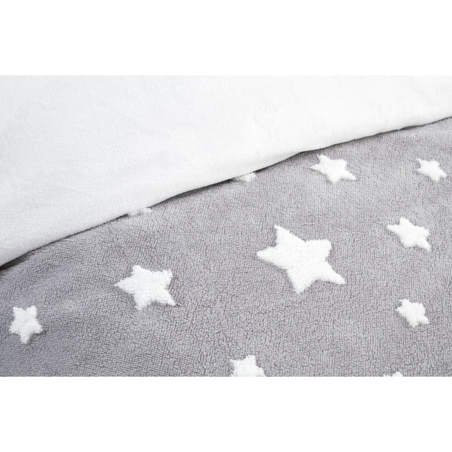 Star Fleece Jacquard Single Duvet Set - Grey
