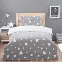 Star Fleece Jacquard Single Duvet Set - Grey