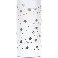 Stars Cut Out Cylinder Table Lamp - White, Ceramic