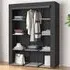 Steel Frame Fabric Wardrobe - Black