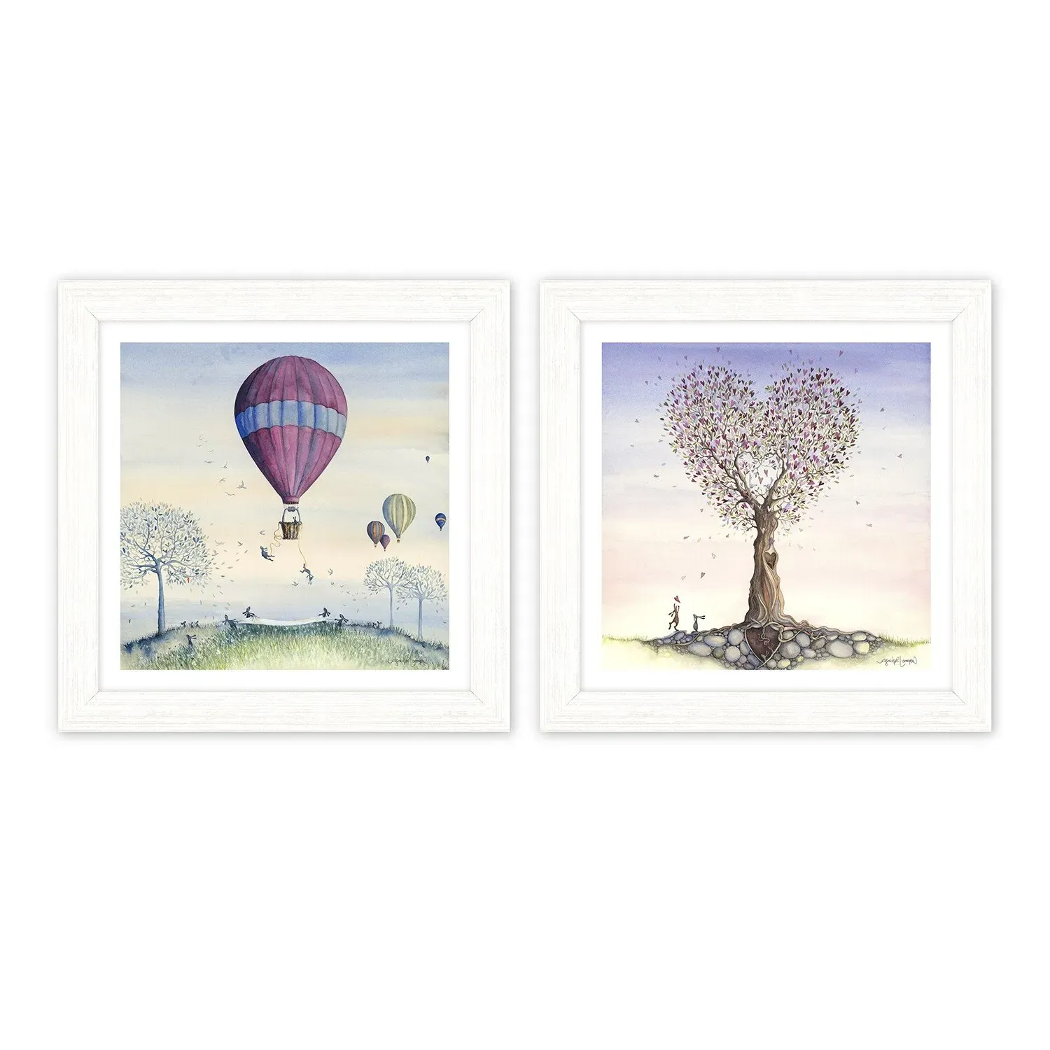 Stephenson Whimsical Bunnies Framed Art - Multicolour