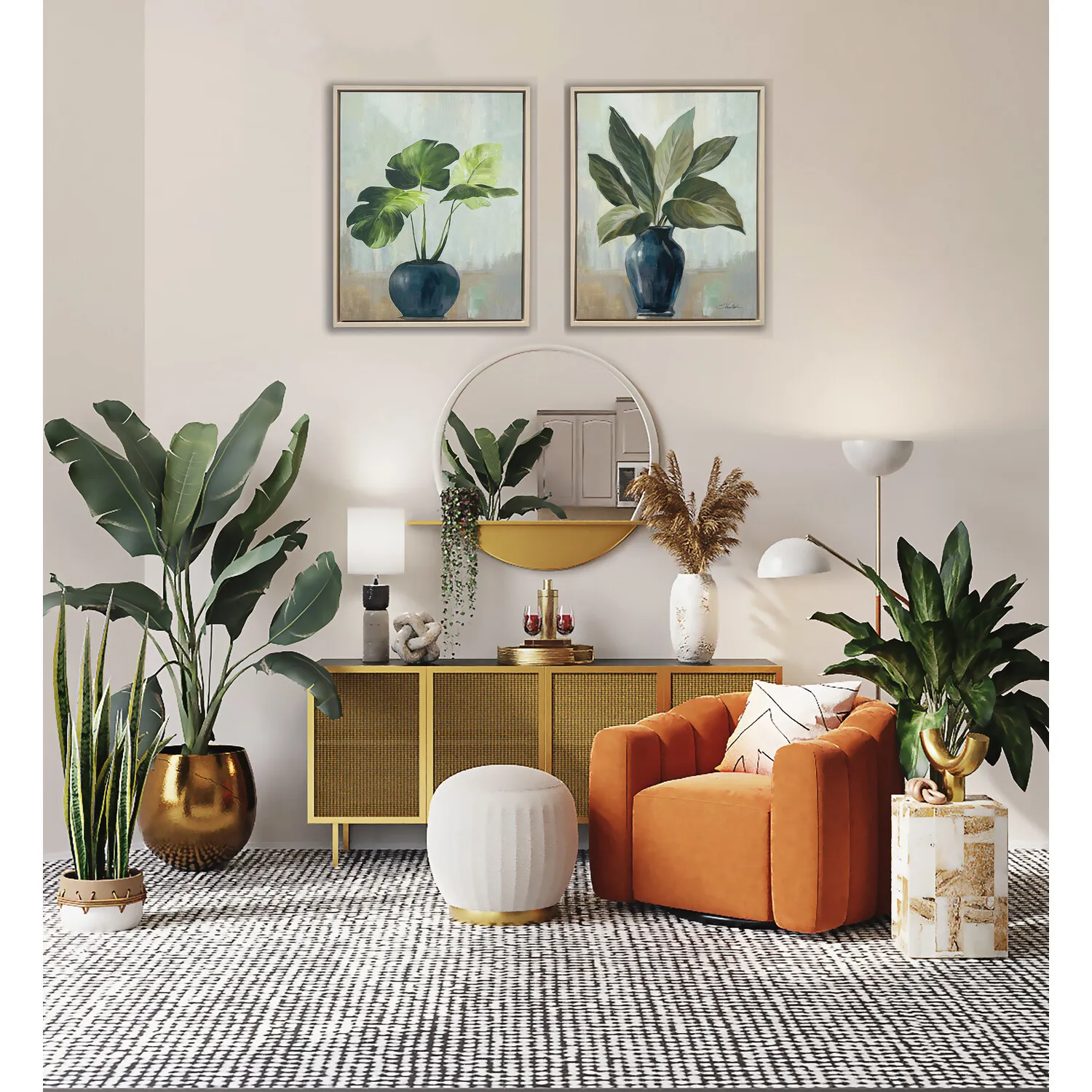 Still Life Plants Framed Canvas - Green