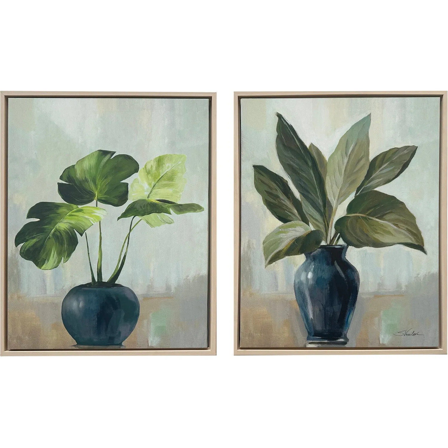 Still Life Plants Framed Canvas - Green image