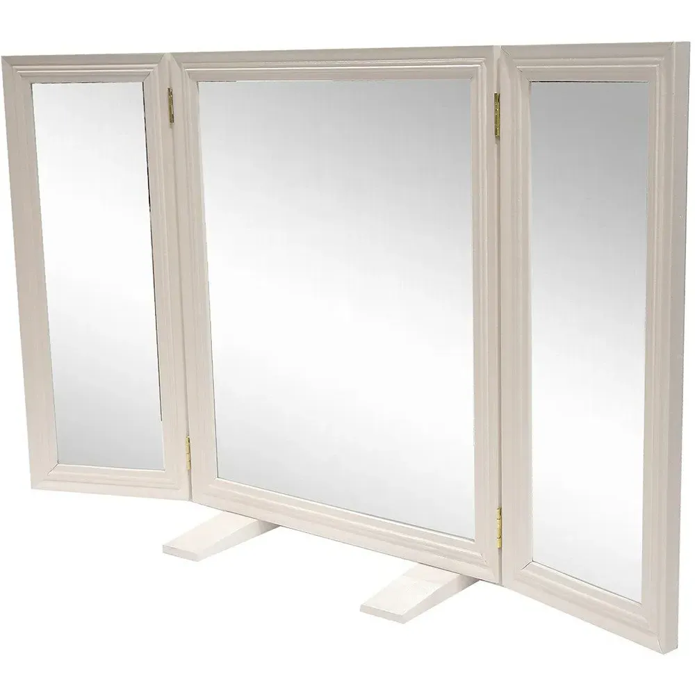 Stone Effect Dressing Table Mirror - Cream