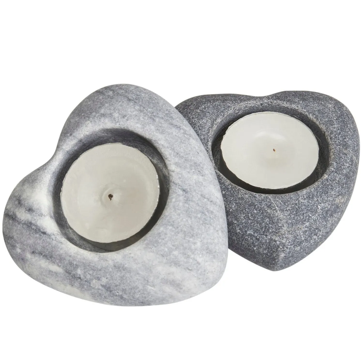 Stone Heart Tealight Holder - Grey image