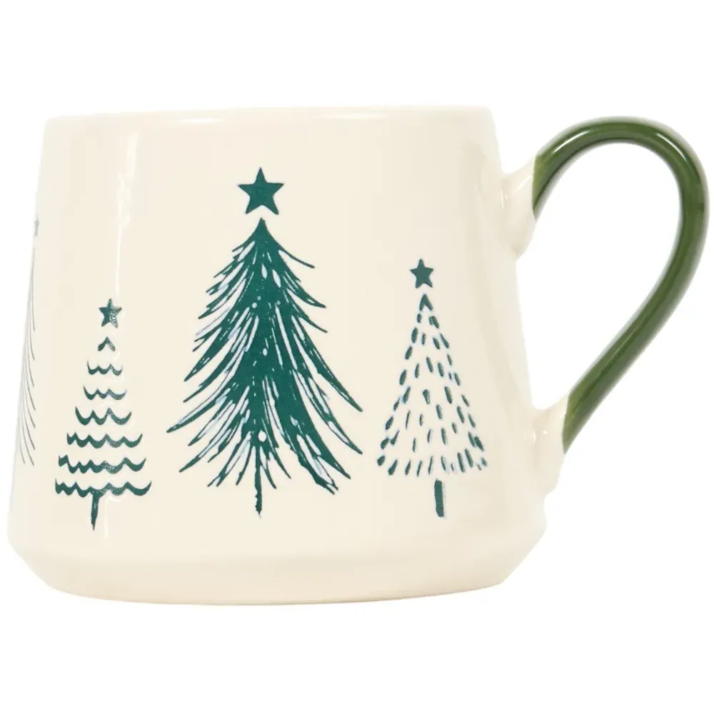 Stoneware Trees Mug - Cream