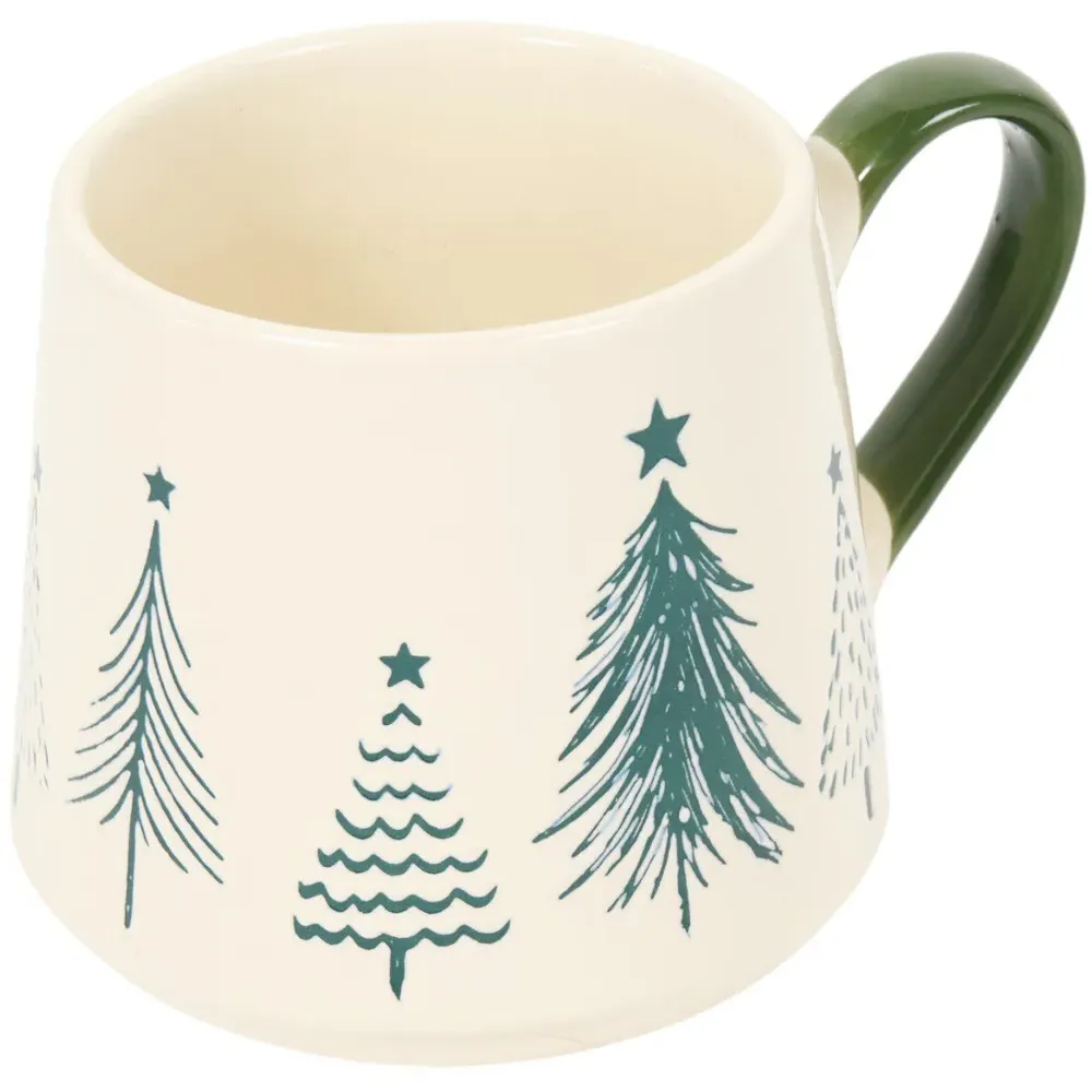 Stoneware Trees Mug - Cream