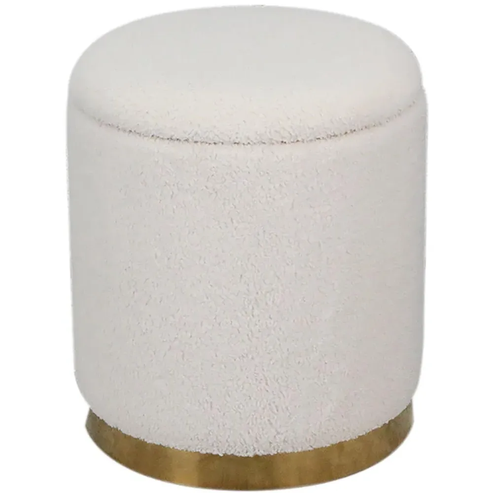 Storage Footstool - White, Teddy Fabric